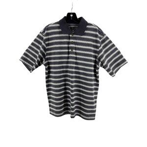 Pebble Beach Performance Men's Golf Shirt Black Striped Size Medium Preppy